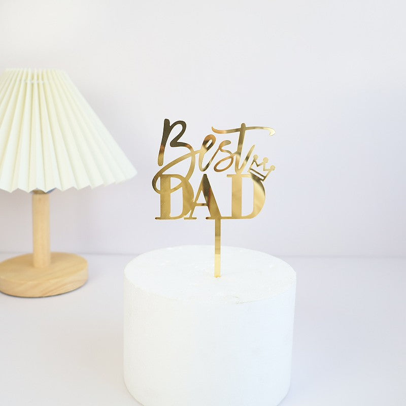 Wholesale 10PCS/PACK Father's Day Happy Acrylic Cake Card Decoration